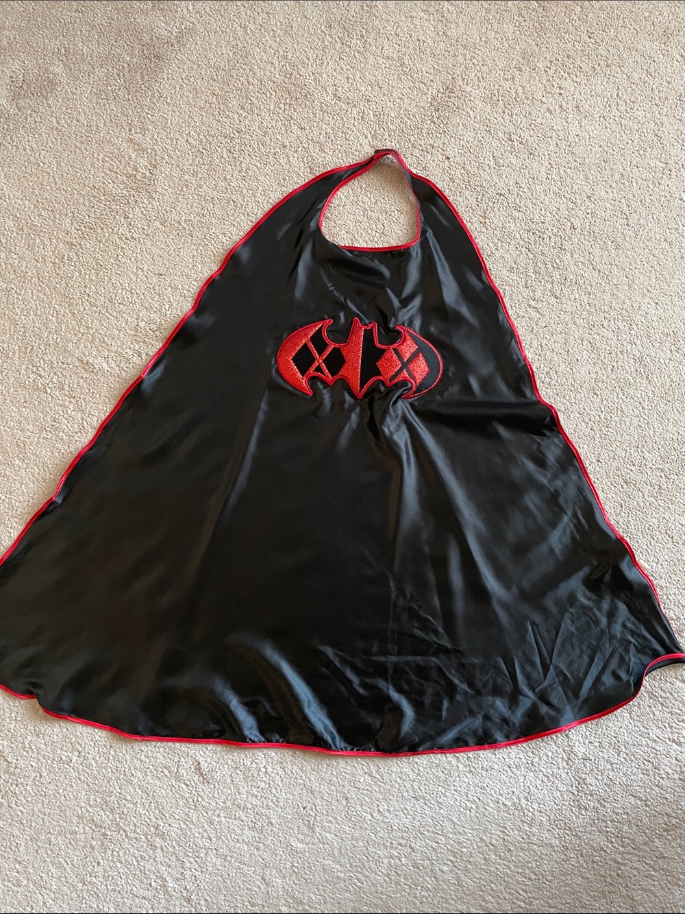 Kids Black and Red Superhero Cape with Bat Emblem